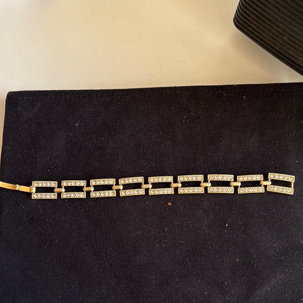 J Crew rectangle link bracelet. Gold with clear stone.